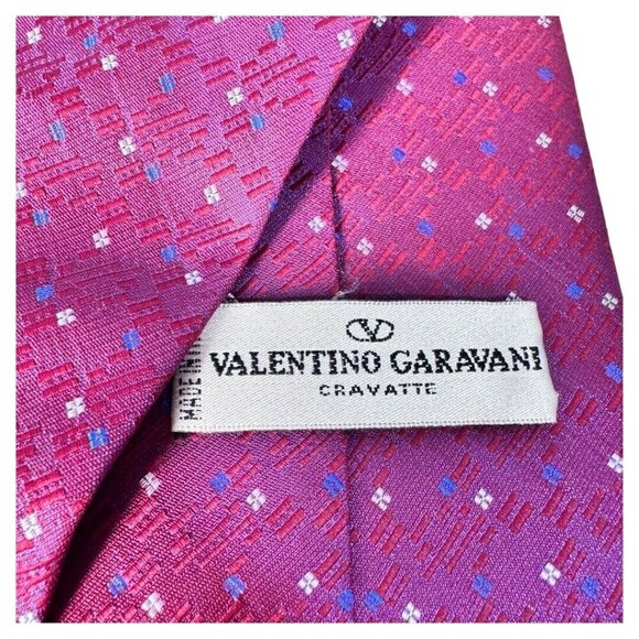 VTG Valentino Cravatte Men purple/pink Geo Print Silk Necktie - Picture 2 of 4